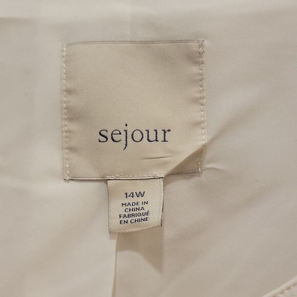Sejour Collarless Boxy Twill Jacket, White Snow, 14W - Picture 3 of 9